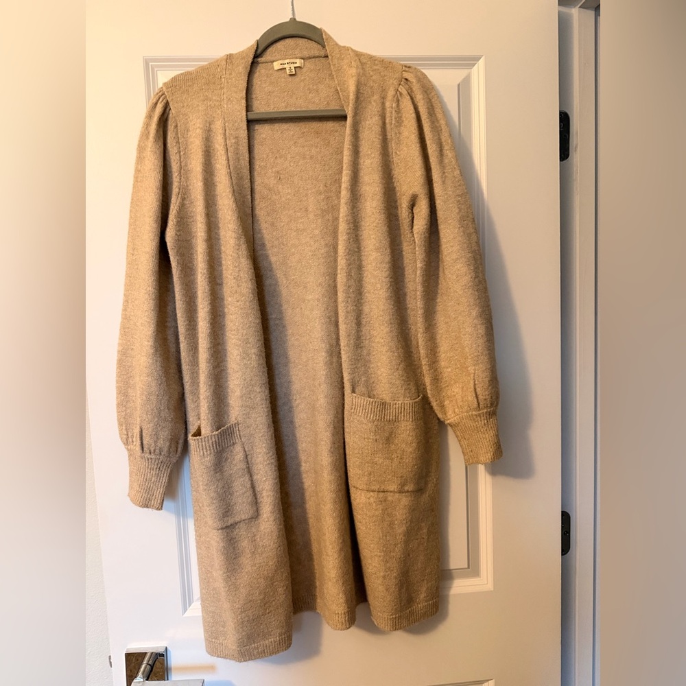 Max Studio Tan Open-Front Cardigan